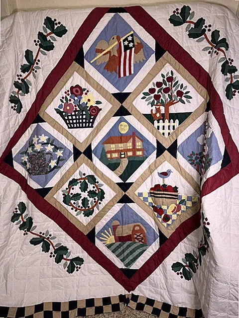 C&F Enterprises American Patchwork Scenic Queen Quilt Checkered Border 67843