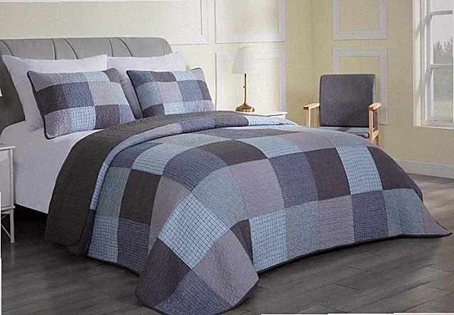 Chezmoi Collection Axel Plaid Checkered Cotton Patchwork Quilt Bedspread Set