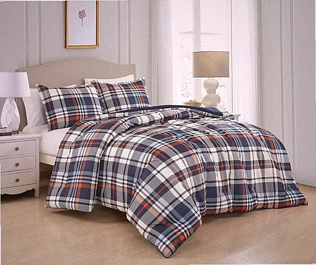 Chezmoi Collection Bronco Herringbone Striped Plaid Printed Comforter Set