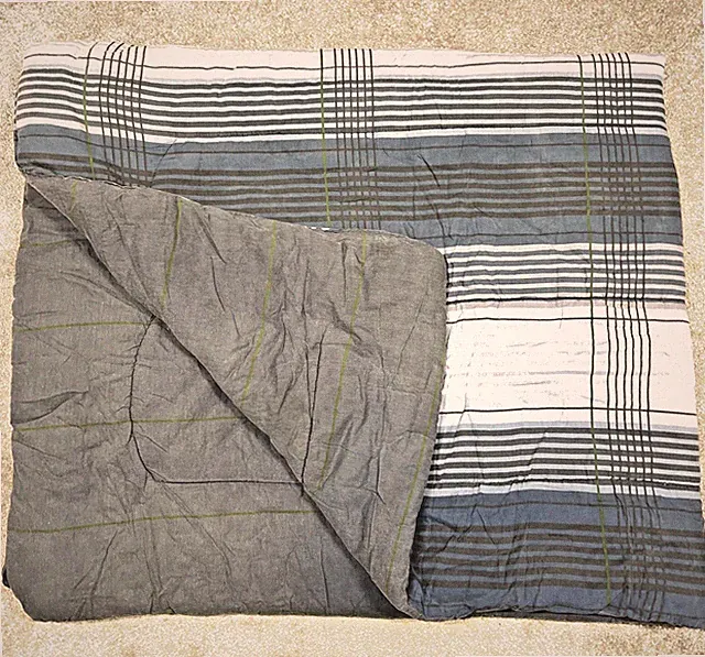 Contemporary Full/Queen 84x72" Comforter Check Plaid Cotton Blue Gray
