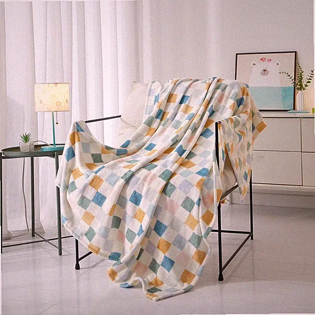 Cozy Plush Checkered Throw Blanket Multicolor 50 x 60 Inches for All Ages