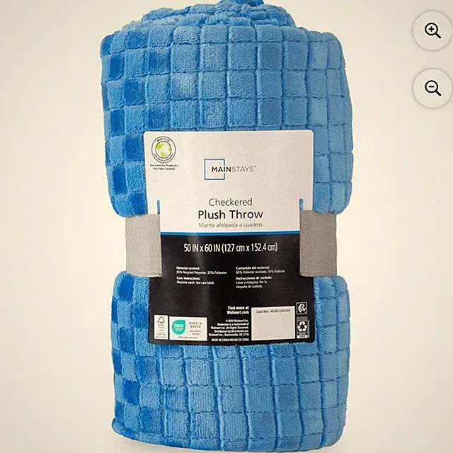 Cozy Plush Throw Blanket 50"x60"-Lucious Shades of Checkered Blue by MainStays