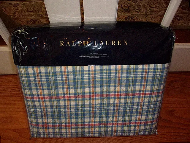 NIP Ralph Lauren Veronique Blue Lucie Plaid Quilted King Coverlet $430