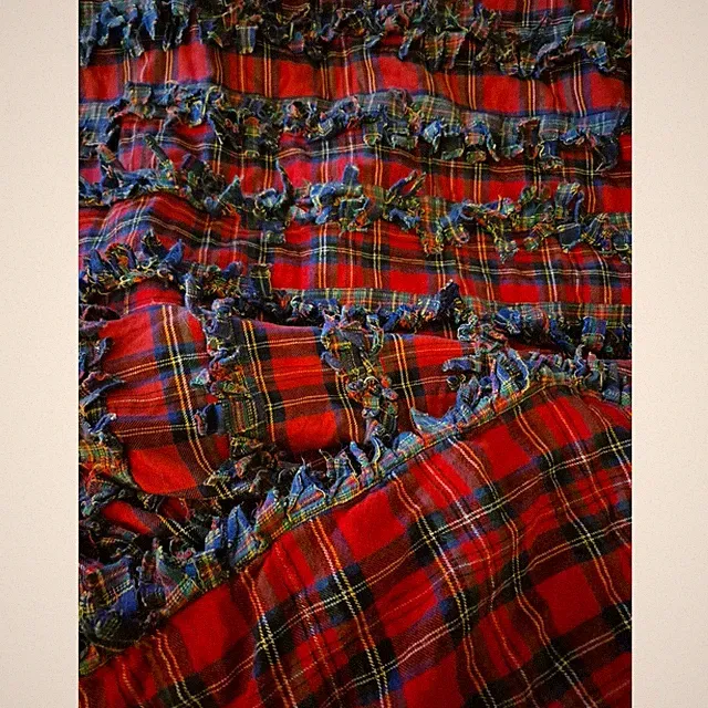 Paula Sweet Boho Rag Red Plaid Full/Queen Bedspread Coverlet 2- Euro Shams 29"