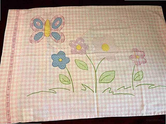 Pillowcase Standard Size Pink Check & Floral Pattern Cotton & Polyester Blend
