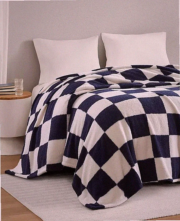 Blue checkered bedding