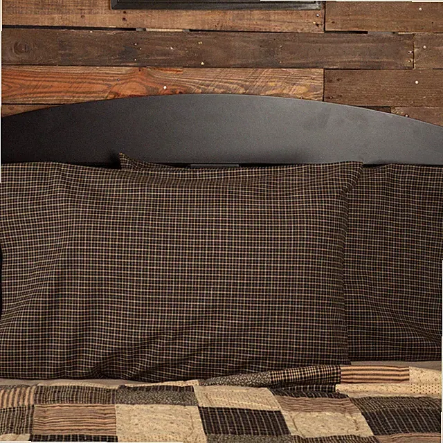 Primitive Standard Pillow Case Set of 2 Black Kettle Bedroom Decor VHC Brands