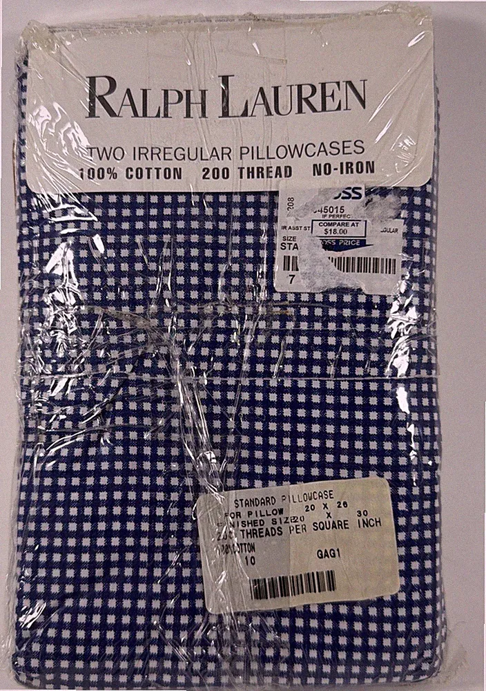 Ralph Lauren Two Irregular Pillowcases Navy Blue Checkered