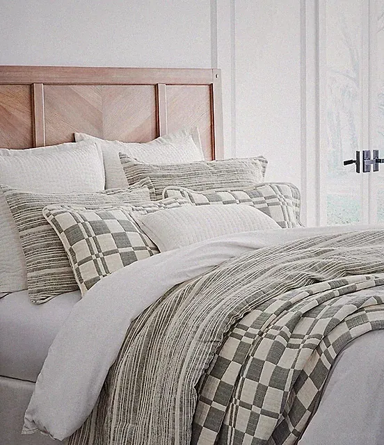 Southern Living Simplicity Spencer King Coverlet w 2 Shams Green Checkered NWT