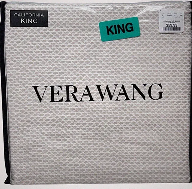 Vera Wang Pink White Checkered Gingham California King Sheet Set 4 Piece Cotton