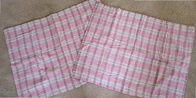 Vintage midcentury style pink plaid seersucker pillow shams standard/queen