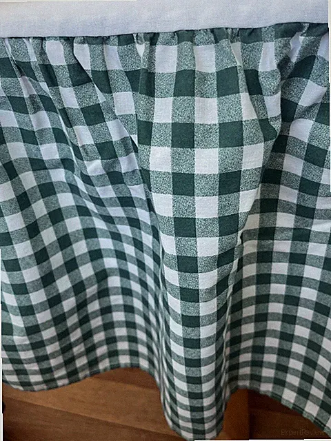 Wamsutta Queen Bed Skirt 60x80" Mattress Green Gingham Check 15"Drop Dust Ruffle