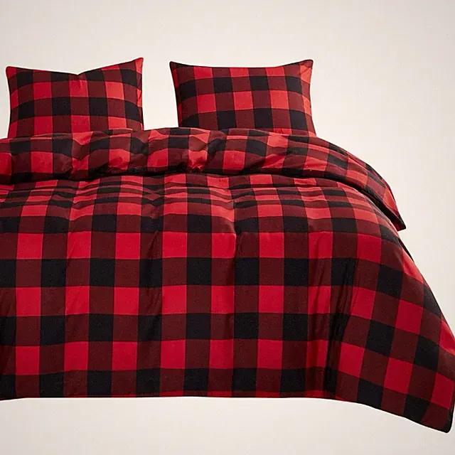 Warm Gingham Buffalo Check Plaid Checkered Comforter Set Cottagecore Bedding